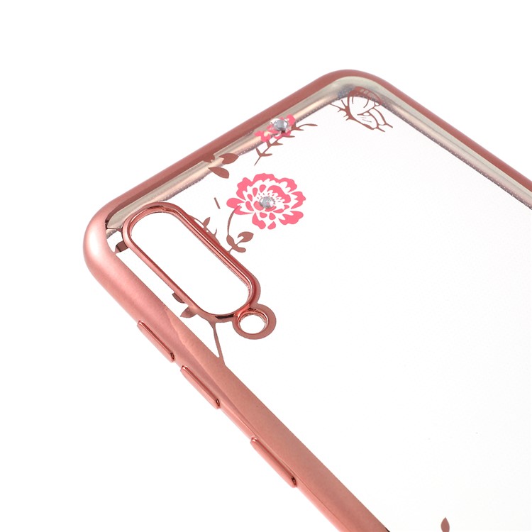 Electroplated TPU Rhinestone Phone Case for Samsung Galaxy A50 - Rose Gold-4