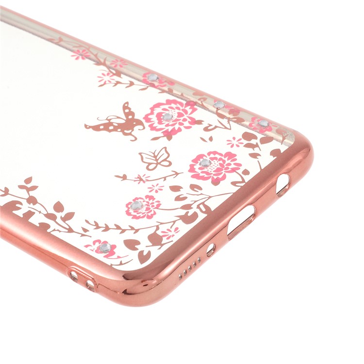 Electroplated TPU Rhinestone Phone Case for Samsung Galaxy A50 - Rose Gold-5