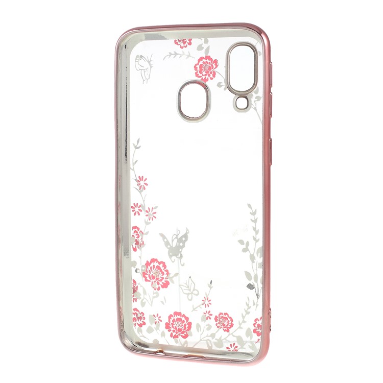 Electroplated TPU Rhinestone Phone Cover for Samsung Galaxy A40 - Rose Gold-3