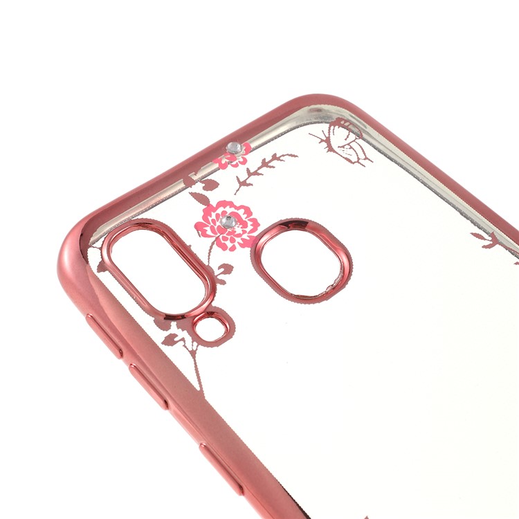 Electroplated TPU Rhinestone Phone Cover for Samsung Galaxy A40 - Rose Gold-4