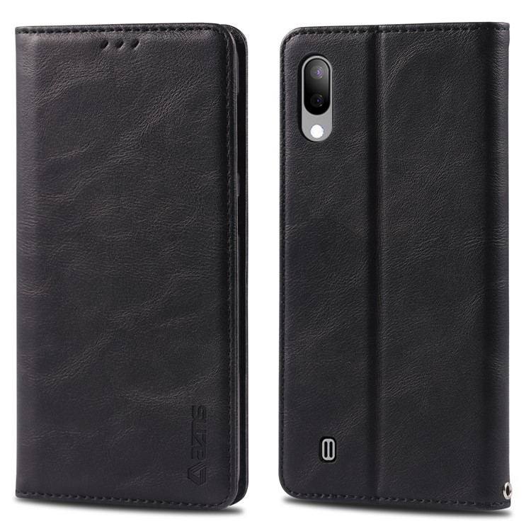 AZNS PU Leather+TPU Wallet Style Protection Cell Phone Case for Samsung Galaxy M10 - Black-1