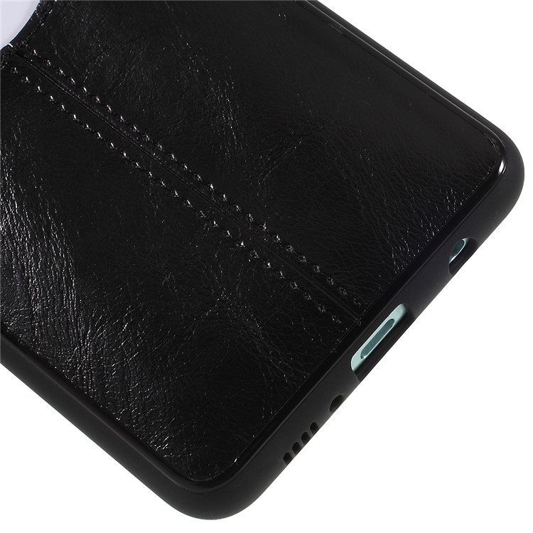 Business Card Slot PU Leather Coated TPU Mobile Phone Case for Samsung Galaxy S10 Plus - Black-3