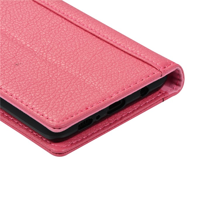 Litchi Texture Genuine Leather Wallet Stand Phone Case for Samsung Galaxy S10 - Rose-11