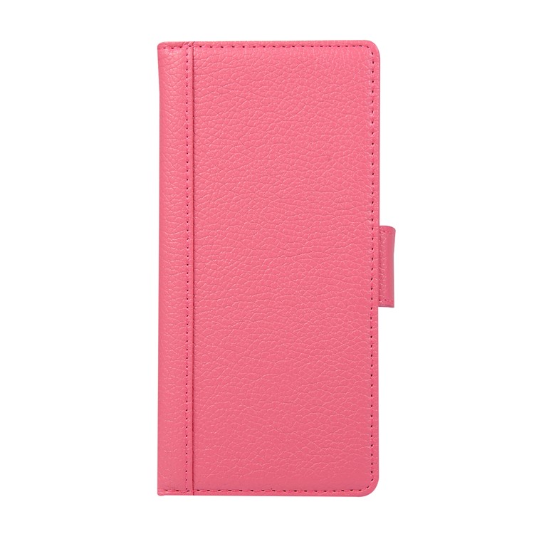 Litchi Texture Genuine Leather Wallet Stand Phone Case for Samsung Galaxy S10 - Rose-2