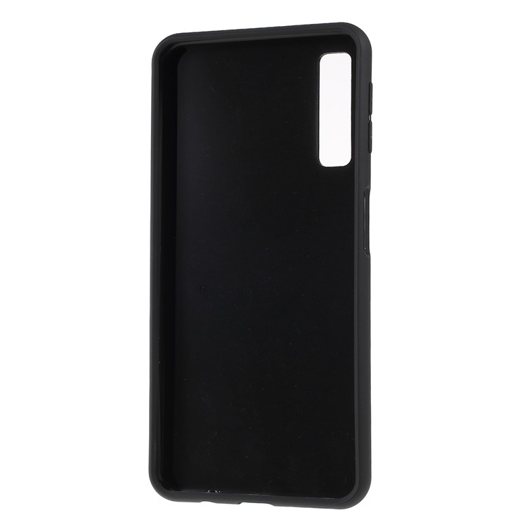 Business Card Slot PU Leather Coated TPU Mobile Phone Cover Case for Samsung Galaxy A7 (2018) - Black-5