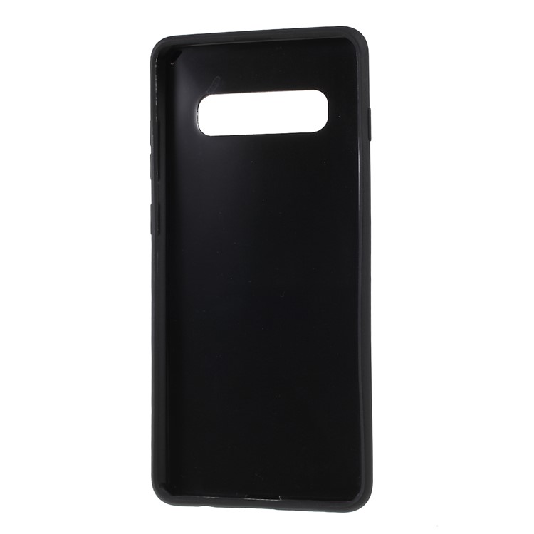 Business Card Slot PU Leather Coated TPU Mobile Phone Shell for Samsung Galaxy S10 - Black-4