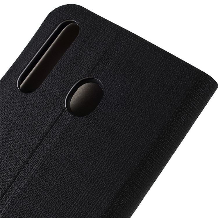 Cross Pattern Leather Card Holder Phone Cover (Built-in Steel Sheet) for Samsung Galaxy M30 / A40s - Black-5