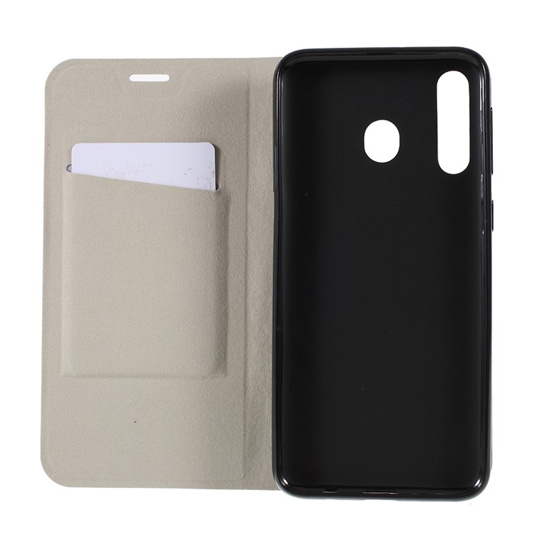 Cross Pattern Leather Card Holder Phone Cover (Built-in Steel Sheet) for Samsung Galaxy M30 / A40s - Black-8