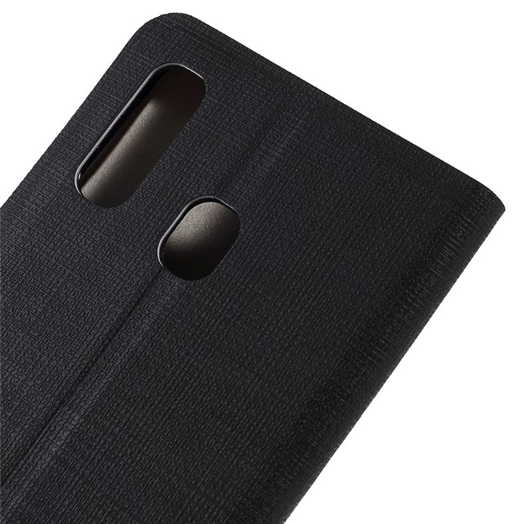 Cross Pattern Leather Card Holder Phone Cover (Built-in Steel Sheet) for Samsung Galaxy A40 - Black-4