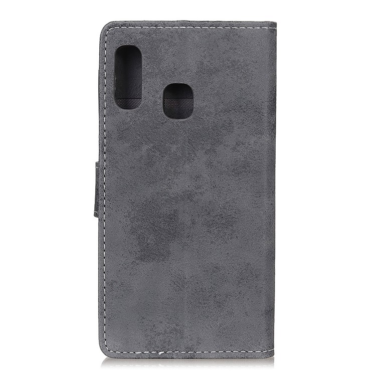 Retro Style Wallet PU Leather Stand Protective Case for Samsung Galaxy A20e - Grey-3