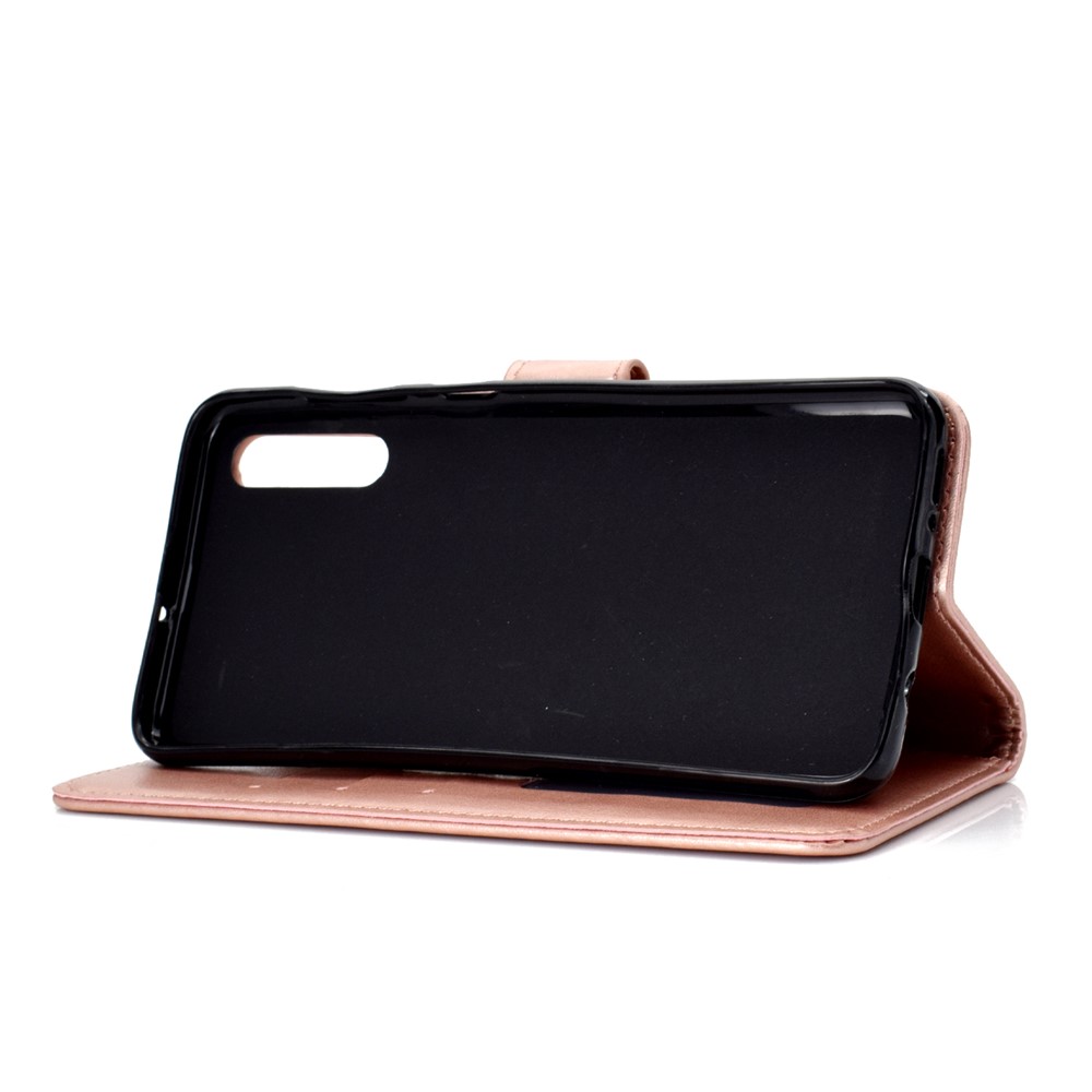 Custodia A Portafoglio In Pelle Fiore Stampa Per Samsung Galaxy A50 - Oro Rosa-5