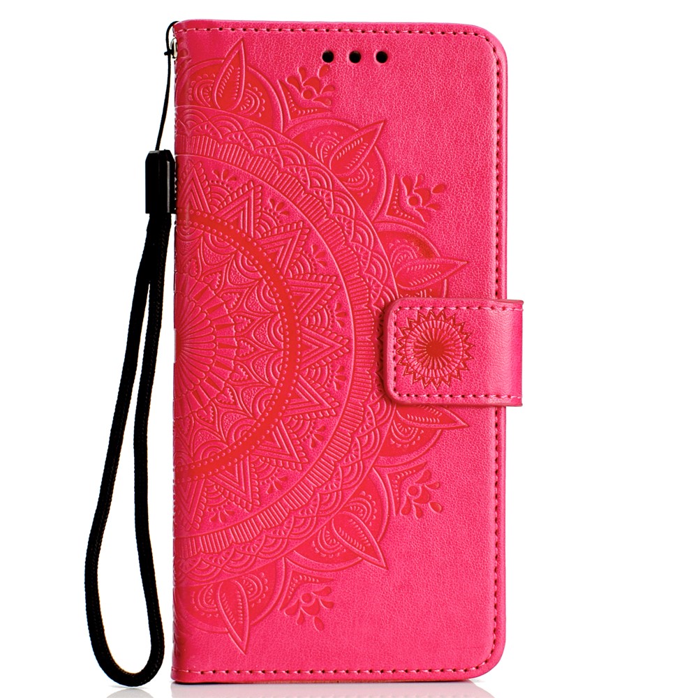 Imprint Flower Leather Wallet Case for Samsung Galaxy A50 / A50s / A30s - Rose-2