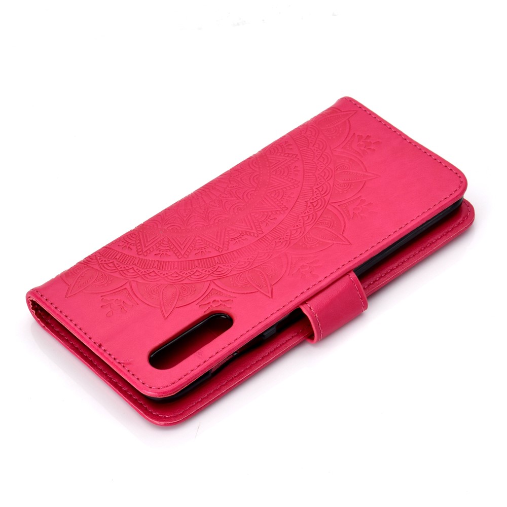 Imprint Flower Leather Wallet Case for Samsung Galaxy A50 / A50s / A30s - Rose-8