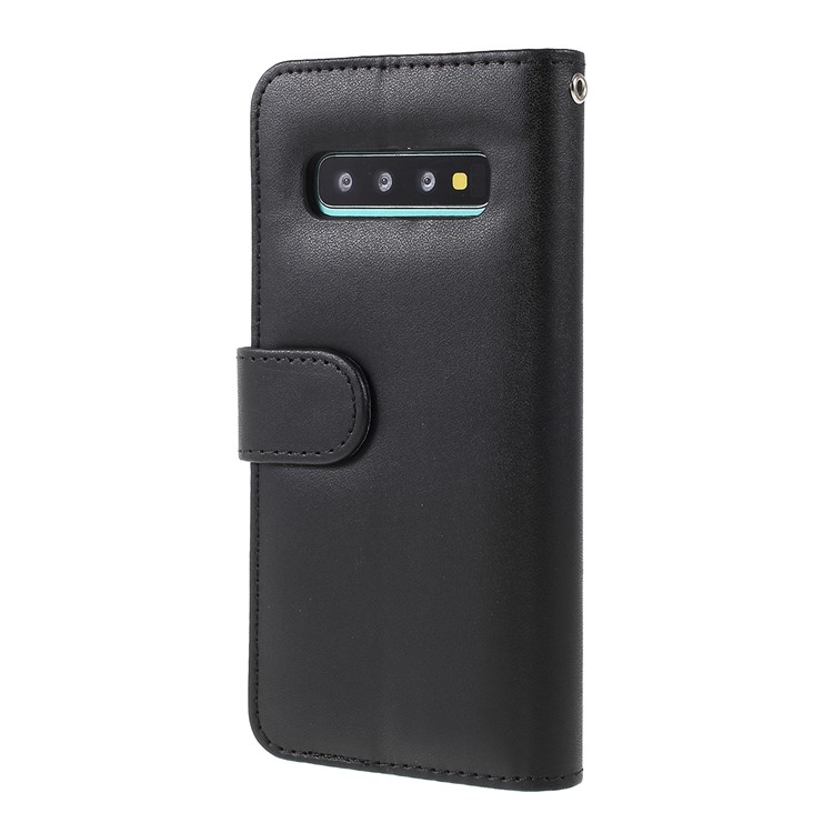 PU Leather Wallet Stand Protective Phone Case for Samsung Galaxy S10 - Black-2