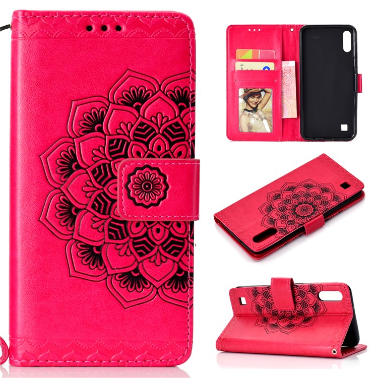 

Imprinted Mandala Pattern Leather Wallet Cover Shell for Samsung Galaxy A10/M10 - Rose, Galaxy A10