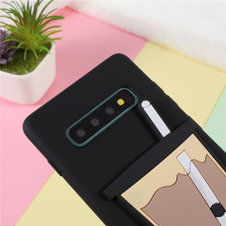 3D Bubble Tea Pattern TPU Case for Samsung Galaxy S10 Plus - Black-4