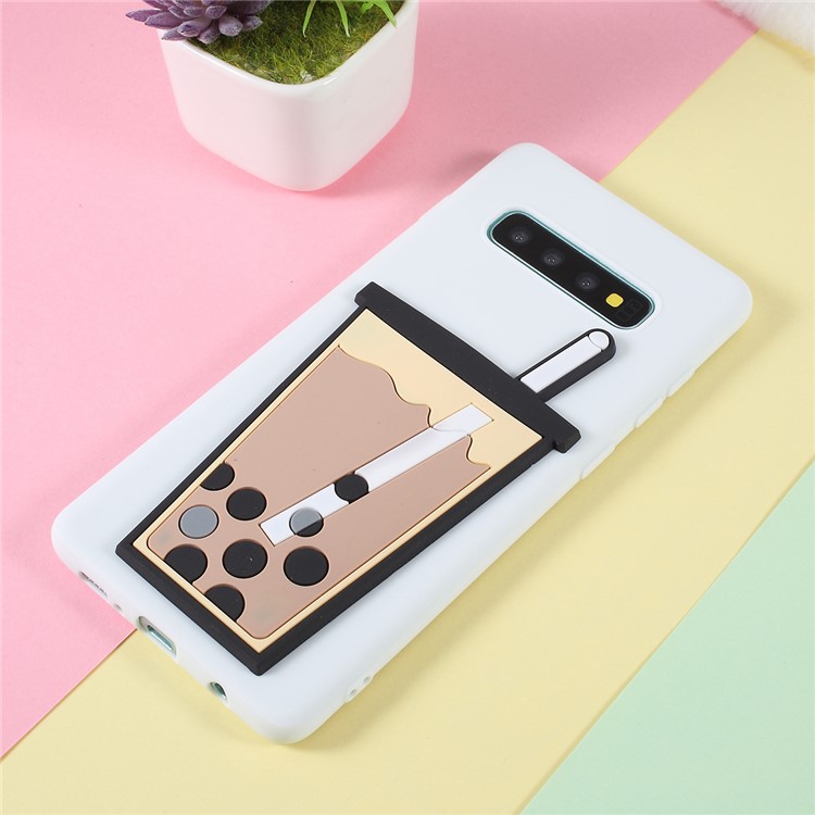 

3D Bubble Tea Pattern TPU Case for Samsung Galaxy S10 Plus - White, Galaxy S10 Plus