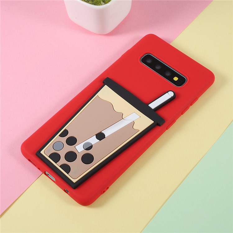 

3D Bubble Tea Pattern TPU Case for Samsung Galaxy S10 Plus - Red, Galaxy S10 Plus