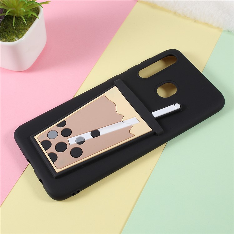 3D Bubble Tea Pattern TPU Case for Samsung Galaxy A30/A20 - Black-2