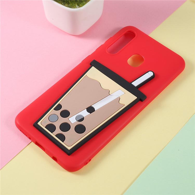 

3D Bubble Tea Pattern TPU Case for Samsung Galaxy A30/A20 - Red, Galaxy A30