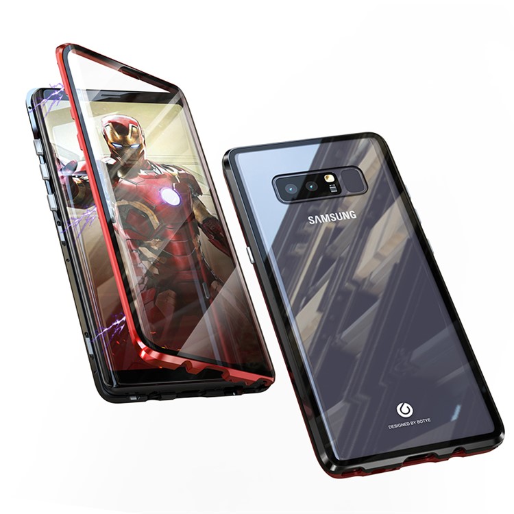 

Магнитное Адсорбционное Стекло + Металлическая Полная Защита Телефона Для Samsung Galaxy Note 8 - Черный / Красный, Galaxy Note 8