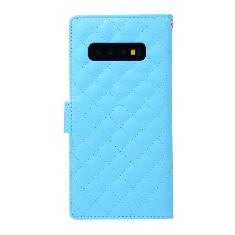 Rhombic Wallet Card Case PU Leather Mobile Cover for Samsung Galaxy S10 Plus - Baby Blue-2