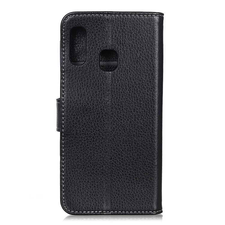 Litchi Grain Leather Cover with Wallet Stand for Samsung Galaxy A20e - Black-7