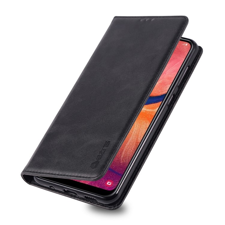 AZNS Retro Style PU Leather Card Holder Case for Samsung Galaxy A30 - Black-4