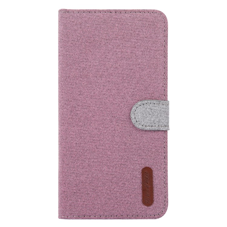 Linen Fabric PU Leather Card Storage Phone Case for Samsung Galaxy A30 / A20 - Pink-3