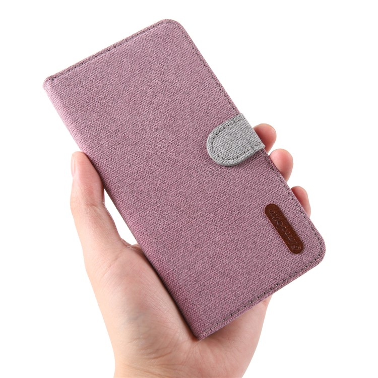 Linen Fabric PU Leather Card Storage Phone Case for Samsung Galaxy A30 / A20 - Pink-4