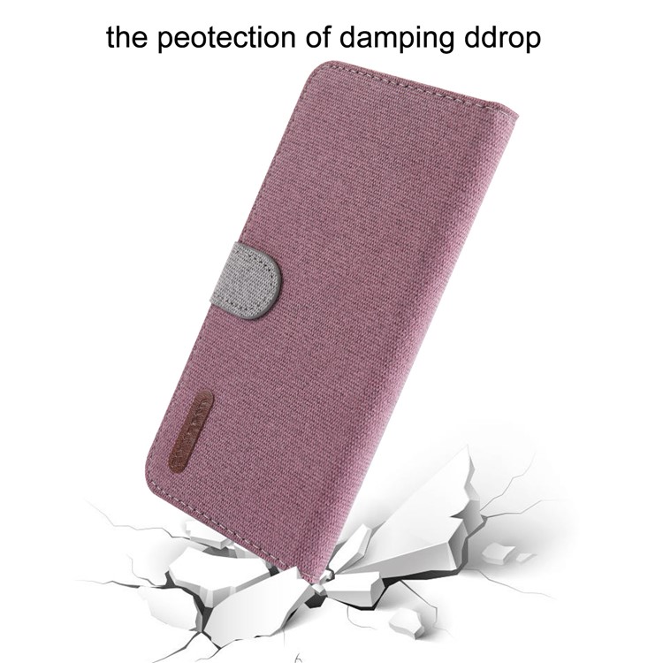 Linen Fabric PU Leather Card Storage Phone Case for Samsung Galaxy A30 / A20 - Pink-5