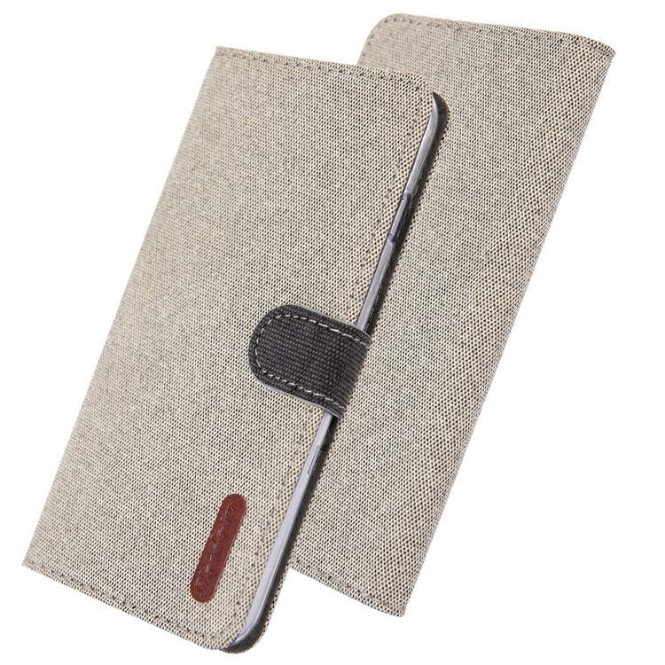 Linen Fabric PU Leather Card Storage Phone Case for Samsung Galaxy A40 - Khaki-1