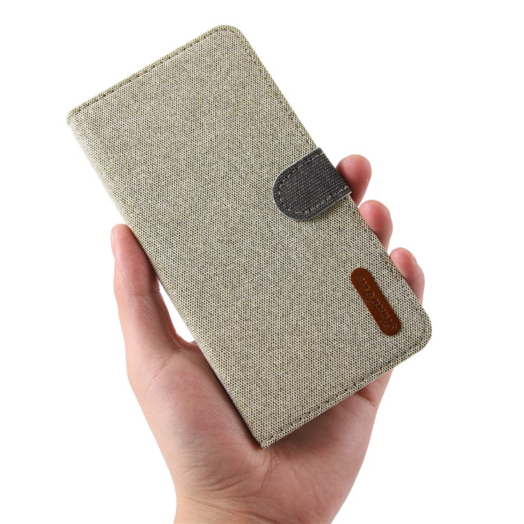 Linen Fabric PU Leather Card Storage Phone Case for Samsung Galaxy A40 - Khaki-4