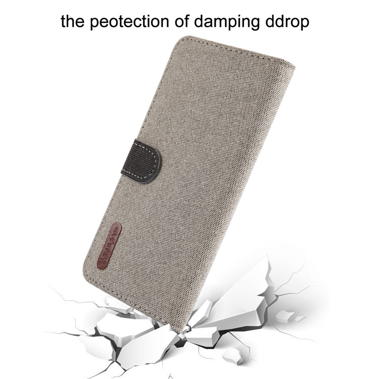 Linen Fabric PU Leather Card Storage Phone Case for Samsung Galaxy A40 - Khaki-5