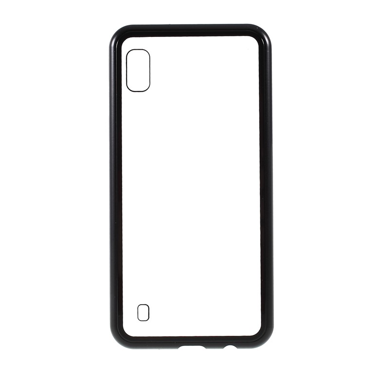 Detachable Magnetic Metal Frame Tempered Glass Phone Case for Samsung Galaxy A10 - Transparent Black-5