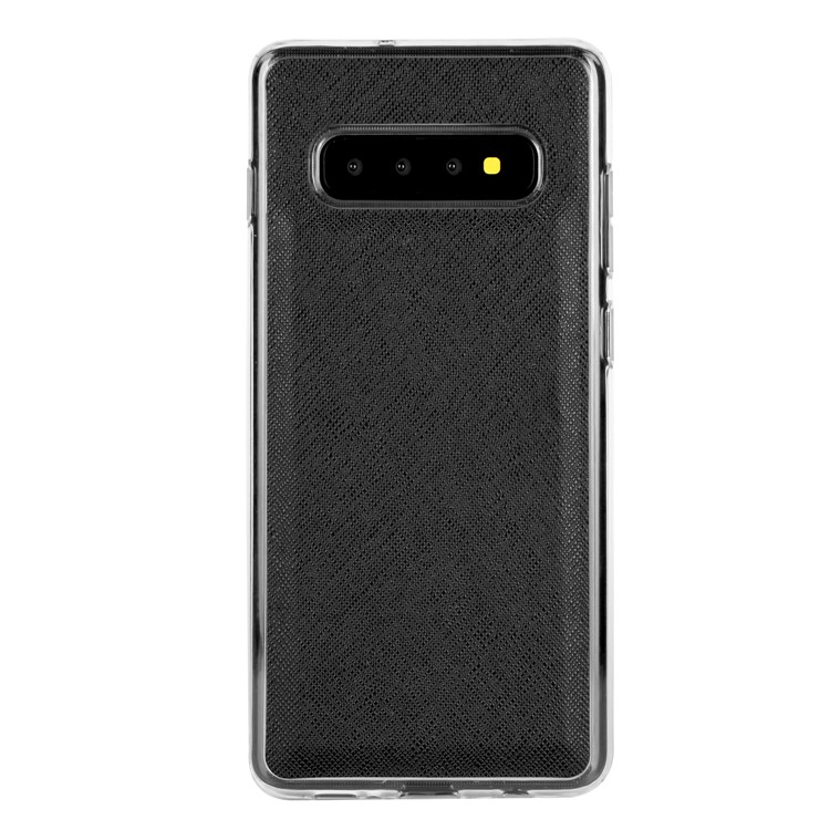 Cross Texture Leather Wallet Cover + Removable TPU Back Shell for Samsung Galaxy S10 Plus - Black-8