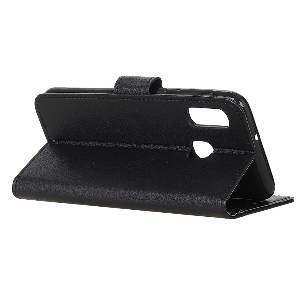 Écouteur de Téléphone Pour Samsung Galaxy A20e Litchi Texture Texture en Cuir Protecteur de Téléphone Avec un Support de Portefeuille - le Noir