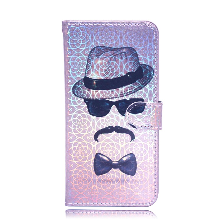 Laser Carving Pattern Printing Wallet Leather Case with Strap for Samsung Galaxy S10 Plus - Gentleman-2