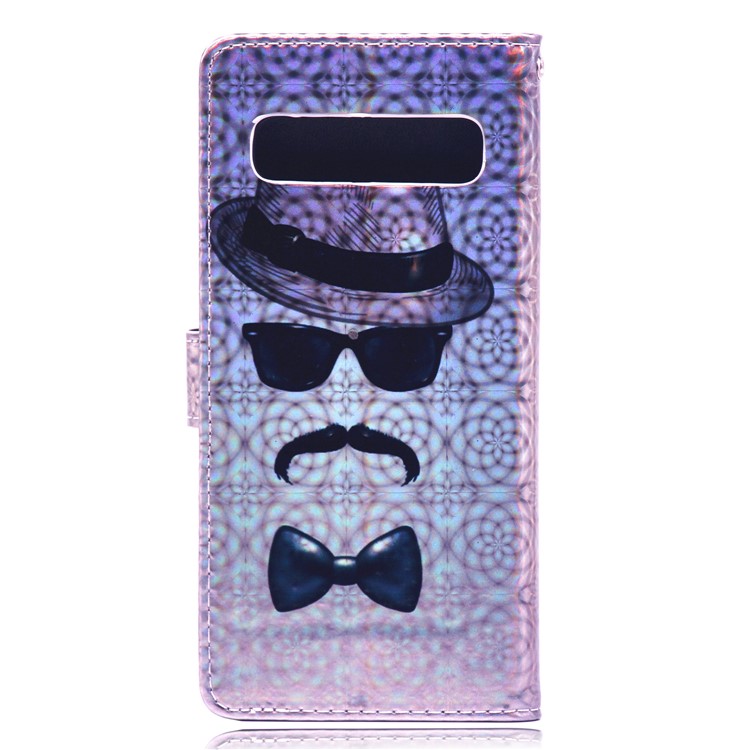 Laser Carving Pattern Printing Wallet Leather Case with Strap for Samsung Galaxy S10 5G - Gentleman-3
