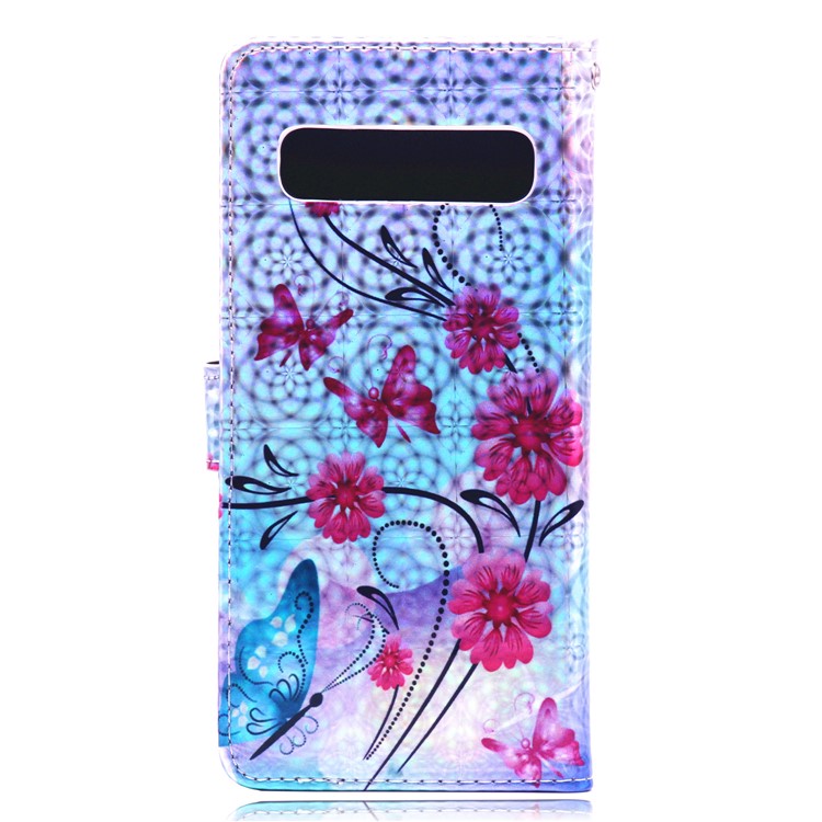 Laser Carving Pattern Printing Wallet Leather Case with Strap for Samsung Galaxy S10 5G - Flower and Butterfly-3