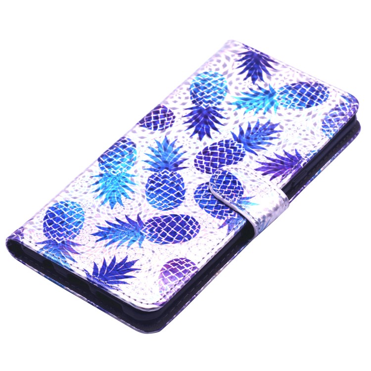 Laser Carving Pattern Printing Wallet Leather Case with Strap for Samsung Galaxy S10 5G - Pineapple-4