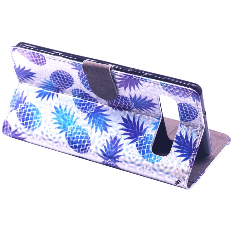 Laser Carving Pattern Printing Wallet Leather Case with Strap for Samsung Galaxy S10 5G - Pineapple-5