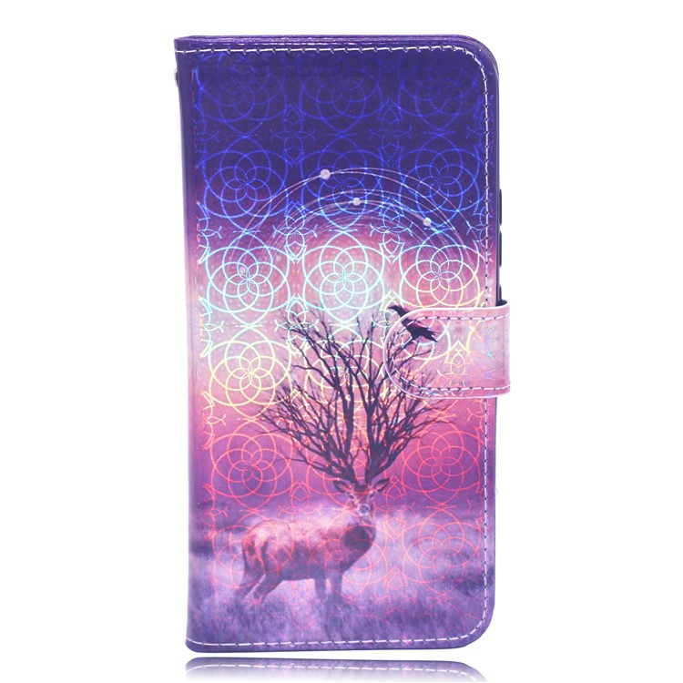 Laser Carving Pattern Printing Wallet Leather Case with Strap for Samsung Galaxy S10 5G - Deer-2