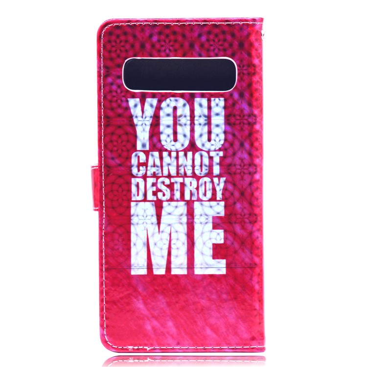 Laser Carving Pattern Printing Wallet Leather Case with Strap for Samsung Galaxy S10 5G - You Can Not Destroy Me-2