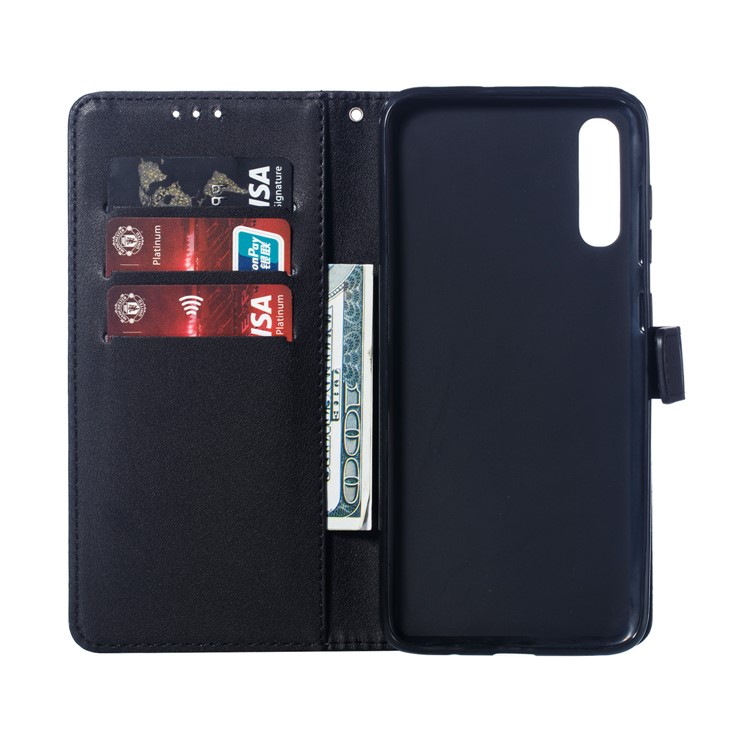 Wallet Stand Leather Cover with Strap for Samsung Galaxy A70 - Black-6