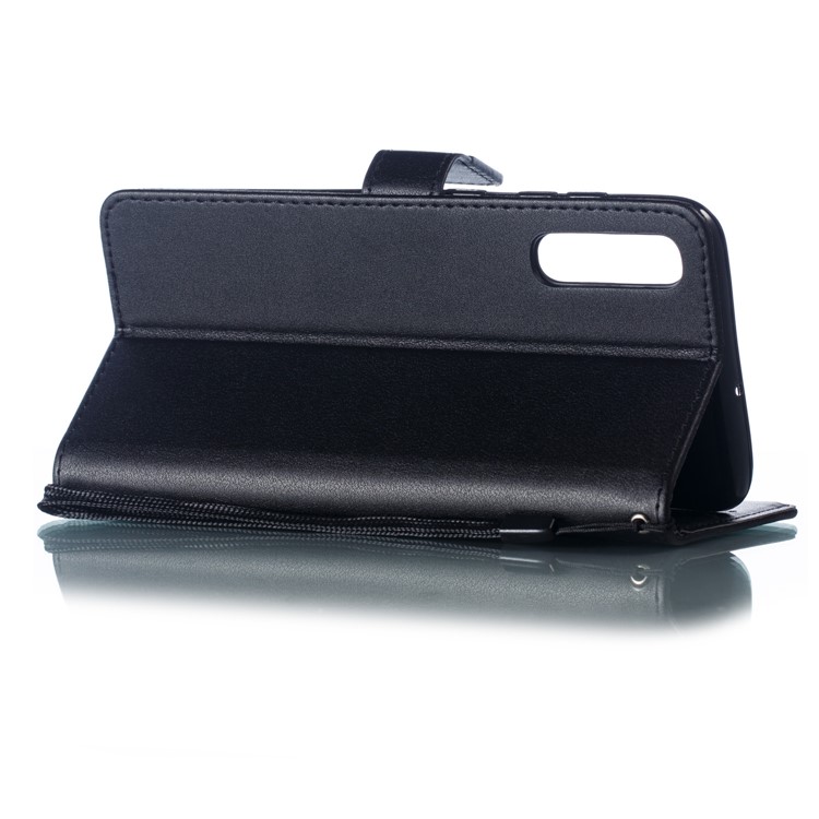 Wallet Stand Leather Cover with Strap for Samsung Galaxy A70 - Black-7