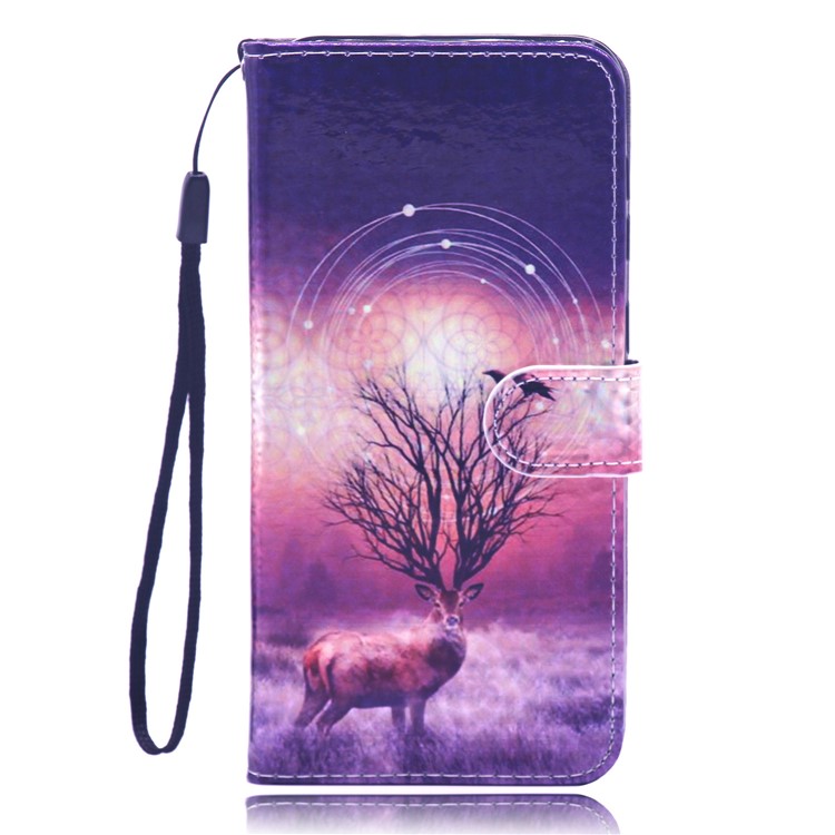 Laser Carving Pattern Printing Wallet Leather Case with Strap for Samsung Galaxy A30 / A20 - Deer-2