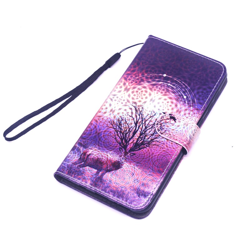 Laser Carving Pattern Printing Wallet Leather Case with Strap for Samsung Galaxy A30 / A20 - Deer-4