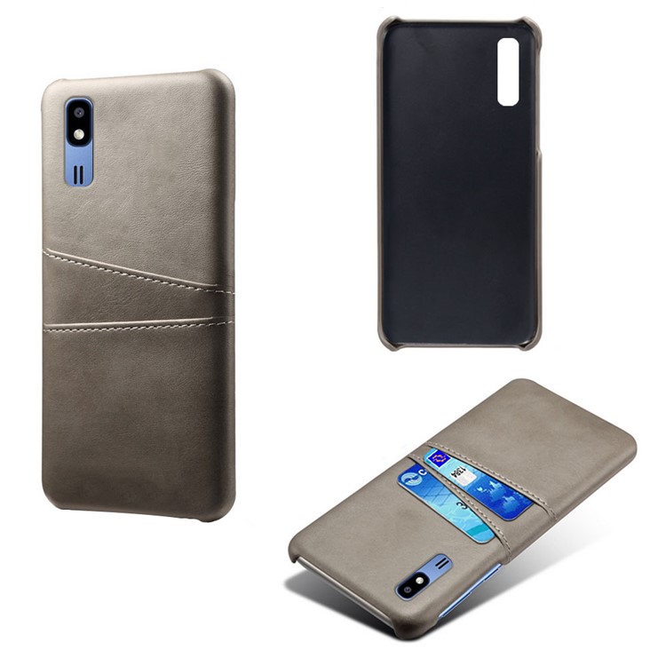 For Samsung Galaxy A2 Core PU Leather Coated PC Mobile Casing with Dual Card Slots - Grey-2