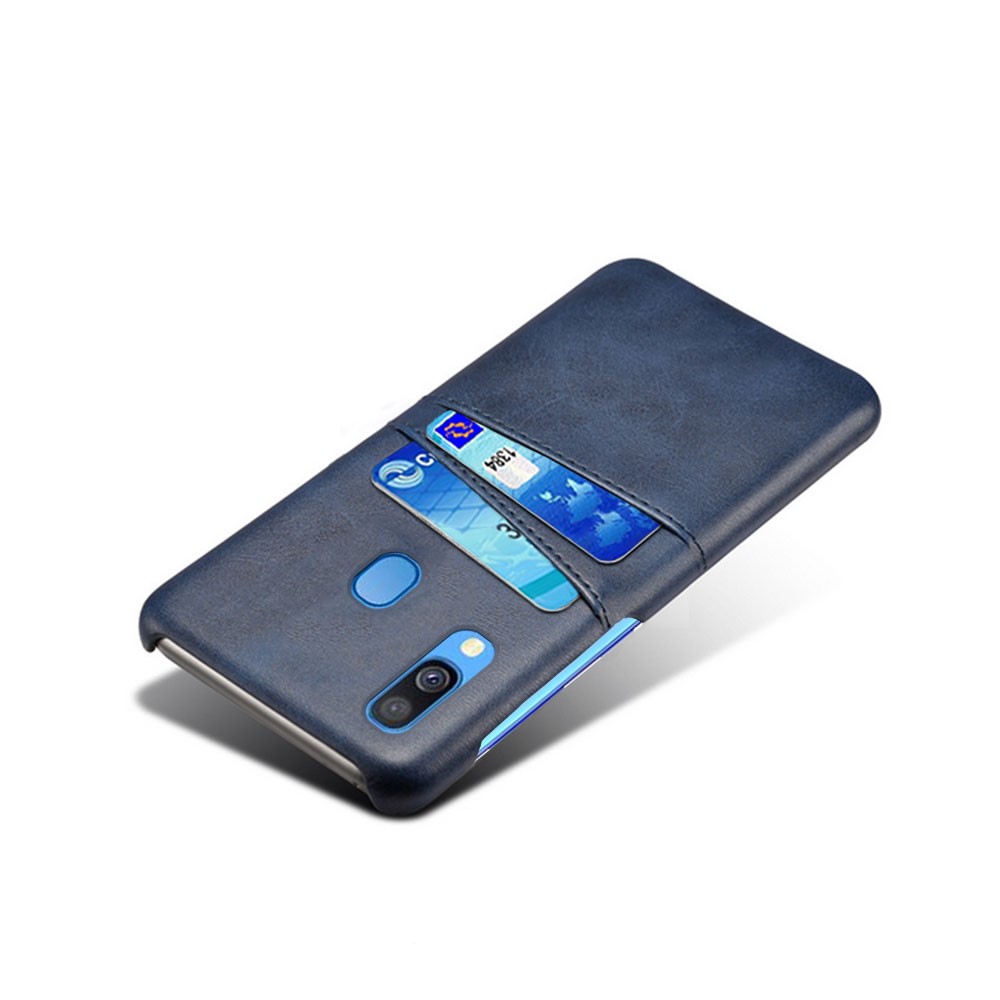 For Samsung Galaxy A40 PU Leather Coated PC Mobile Casing with Dual Card Slots - Dark Blue-2